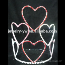 Hotsale Unique Silver Heart Pageant Tiara Crown Cristal Rhinestone Tiaras pente para as meninas